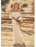 Off Shoulder Ivory Lace Rustic Wedding Dress Off Shoulder Ivory Lace Rustic Wedding Dress